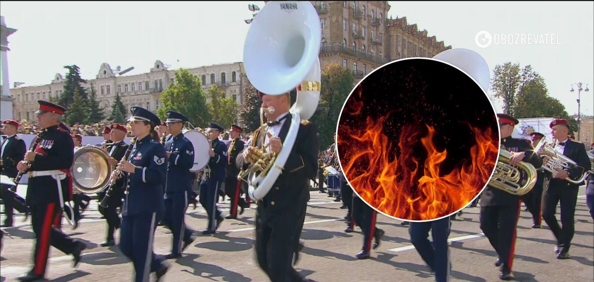 У Києві чоловік спробував вчинити самоспалення під час параду. Відео