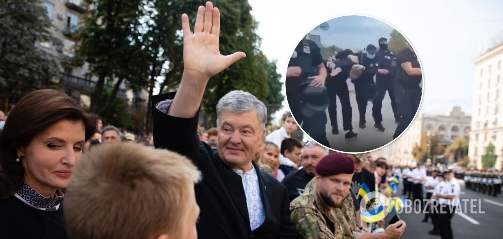 Перед інцидентом Порошенко брав участь в Марші захисників в Києві