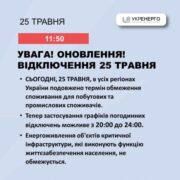 “Укренерго” додала дві години відключення світла ввечері